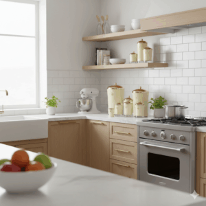 سرویس آشپزخانه 18 پارچه مدل کرم درب طلایی نیوهوم 1 Gemini Generated Image pxtr81pxtr81pxtr