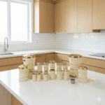 سرویس آشپزخانه 18 پارچه مدل کرم درب طلایی نیوهوم - Image 2