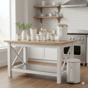 سرویس آشپزخانه 18 پارچه مدل سفید درب طلایی نیوهوم 1 Gemini Generated Image sgfawcsgfawcsgfa 1