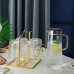 ست پارچ و لیوان پیرکس مدل استوانه طلایی کد 5177 - Image 2