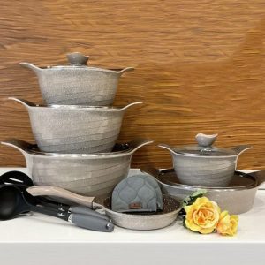 سرویس قابلمه 14پارچه رز گرانیتی نسکافه ای یونیک 7953