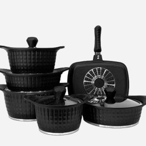 سرویس قابلمه 12 پارچه نگینی چدن مشکی یونیک 8207