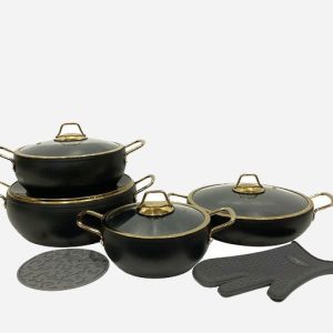 سرویس قابلمه 8 پارچه خمره ای چدن طوسی یونیک 8351