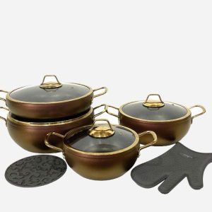 سرویس قابلمه 8 پارچه خمره ای چدن هفت رنگ یونیک 8355