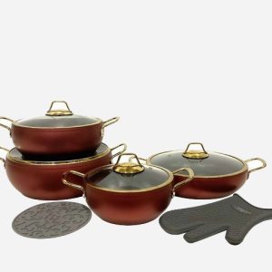 سرویس قابلمه 8 پارچه خمره ای چدن مسی یونیک 8357