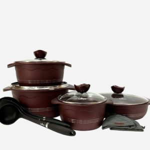 سرویس قابلمه 11 پارچه بلا گرانیتی بورگاندی یونیک 8818