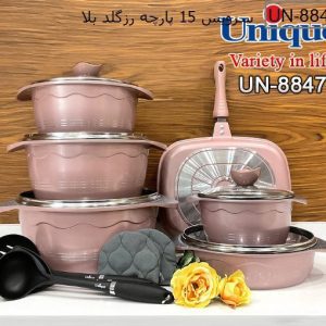 سرویس قابلمه 15 پارچه بلا گرانیتی رزگلد یونیک 8847