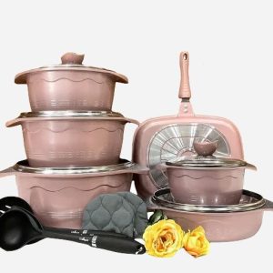 سرویس قابلمه 15 پارچه بلا گرانیتی رزگلد یونیک 8847