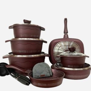 سرویس قابلمه 16 پارچه بلا گرانیتی بورگاندی یونیک 8895