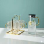 ست پارچ و لیوان پیرکس مدل استوانه طلایی کد 5177