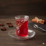 استکان نعلبکی ساده شکری شرابی ترک - Image 2