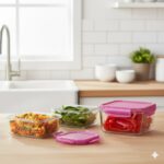 ظرف نگهدارنده فریزری مستطیل لومینارک صورتی مجموعه سه عددی - Image 2