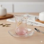 استکان نعلبکی ساده شکری شرابی ترک