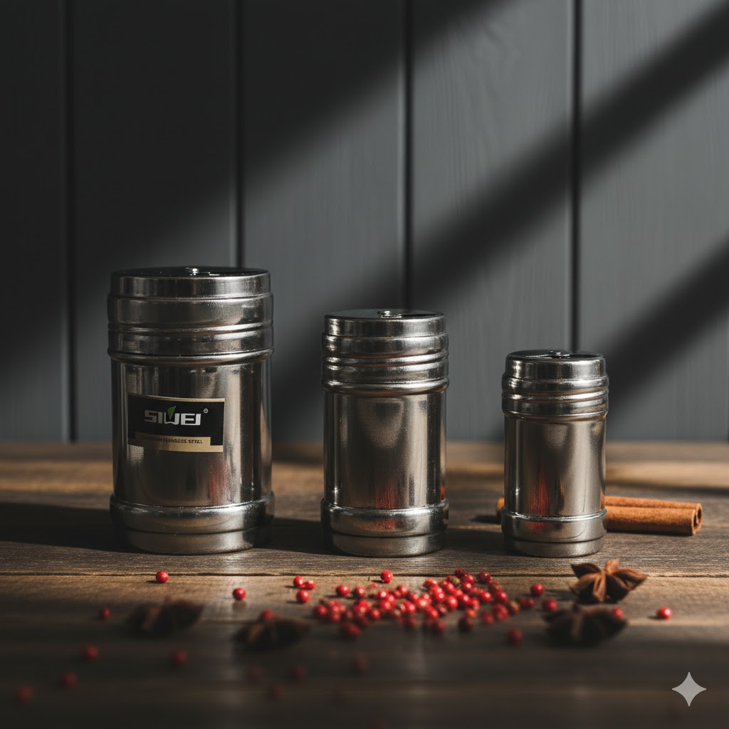 2 ست جای ادویه نمک فلفل پاش استیل (3 تایی) - Image 1