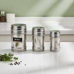 ست جای ادویه نمک فلفل پاش استیل (3 تایی) - Image 2