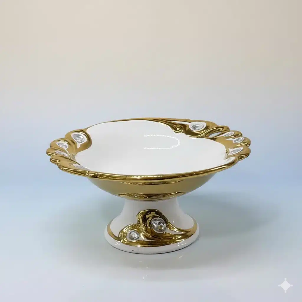 unnamed (8) میوه خوری پایه دار سرامیک طلایی کوچک یونیک کد 1030 - Image 2
