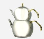 کتری و قوری استیل دسته طلایی 2.5 لیتر لوله دار یونیک 7270 - Image 3