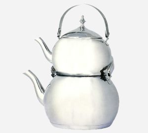 کتری و قوری استیل دسته نقره ای 2.5 لیتر لوله دار یونیک 7266 1 61 1