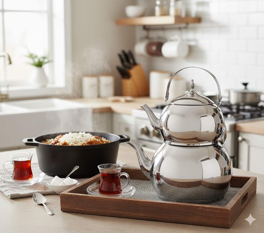 63 کتری و قوری استیل دسته نقره ای 2.5 لیتر لوله دار یونیک 7266 - Image 1