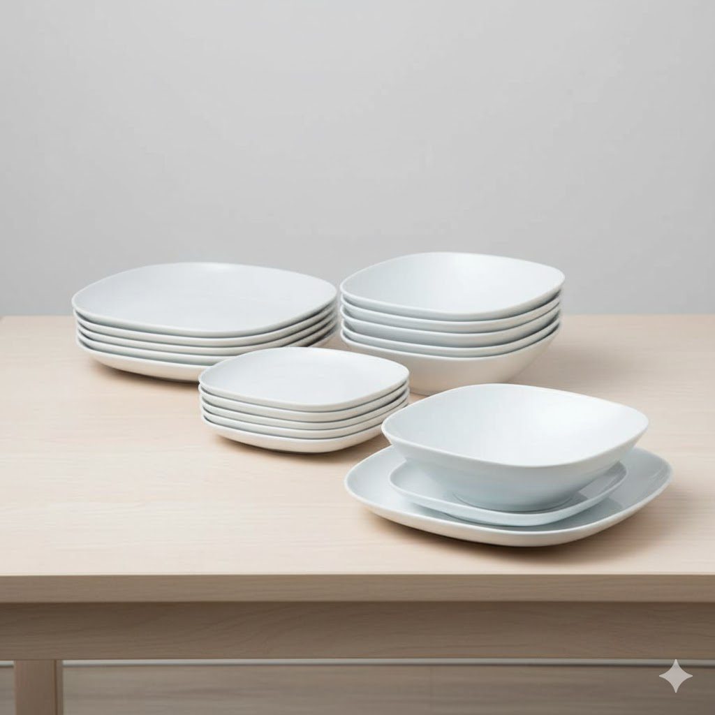 7 سرویس غذاخوری 18 پارچه سفید ایکیا IKEA-VARDERA - Image 1