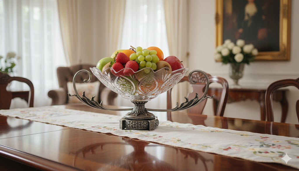 میوه خوری کشکولی دسته دار بلور پایه پیوتر یونیک کد 1204 1 1204