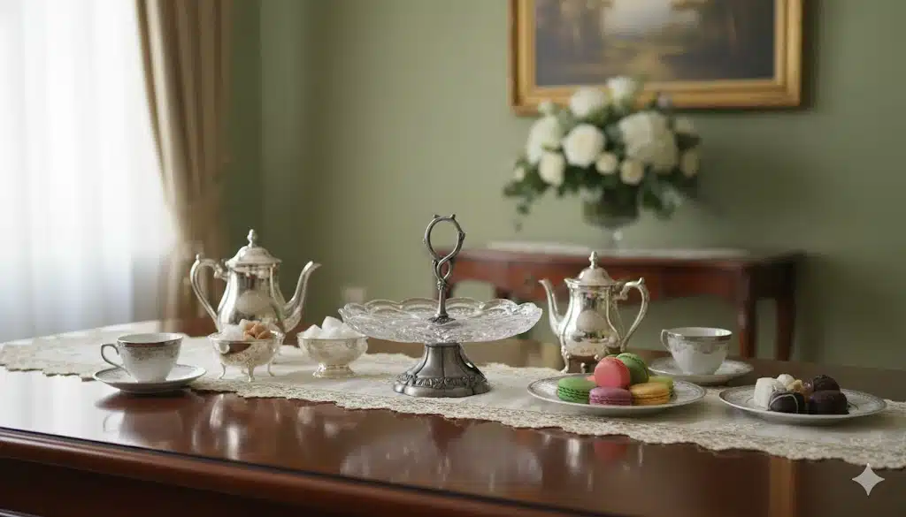 1250 شیرینی خوری بلور پایه پیوتر یونیک کد 1250 - Image 1