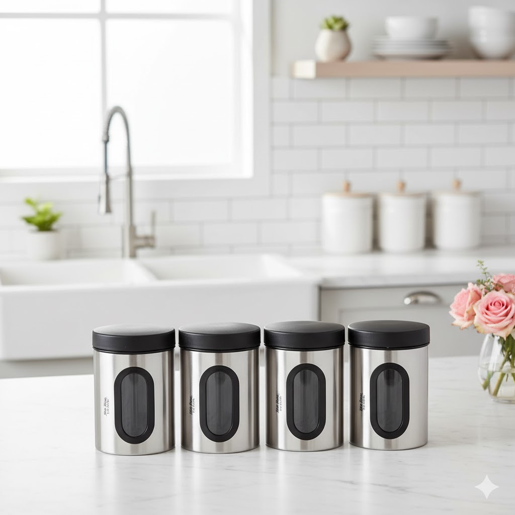 27 بانکه حبوبات 1 کیلویی پنجره دار استیل نیوهوم - Image 1