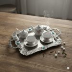 سینی پیوتر کوچک نگین دار فیروزه یونیک کد 1525 (خارجی ضد زنگ)