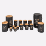 سرویس آشپزخانه ست 15 فانتزی مشکی گل درب بامبو یونیک کد 8053 - Image 3