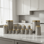 سرویس آشپزخانه ست 17پارچه زیتونی طلا گلکسی یونیک کد 4631 - Image 2