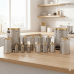 سرویس آشپزخانه ست 17پارچه زیتونی طلا گلکسی یونیک کد 4631