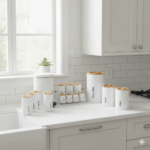 سرویس آشپزخانه ست 16 سفید سنباده ای درب چوبی یونیک کد 8003 - Image 2