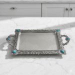 سینی پیوتر بزرگ نگین دار فیروزه یونیک کد 1311 (خارجی ضد زنگ)