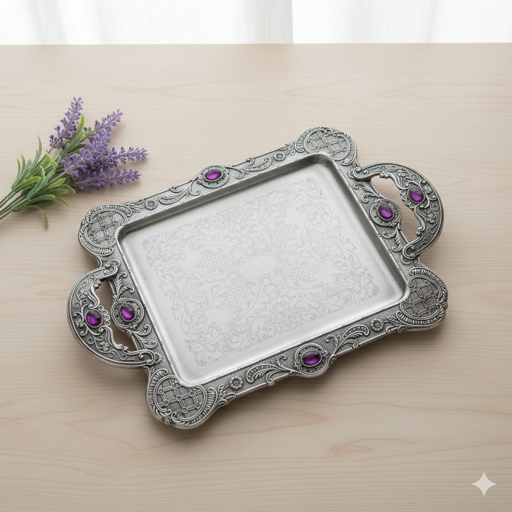 Gemini_Generated_Image_la842fla842fla84 سینی پیوتر متوسط نگین دار بنفش یونیک کد 1447 (خارجی ضد زنگ) - Image 1