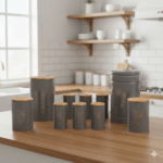 سرویس آشپزخانه ست 10 فانتزی طوسی کاکتوس درب بامبو یونیک کد 8064 - Image 2