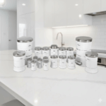 سرویس اشپزخانه 18پارچه کمر باریک خطی سفید استیل یونیک کد 4593 - Image 2