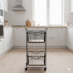 جای سیب زمینی و پیاز 2 طبقه فلز و چوبی مفتولی نیوهوم