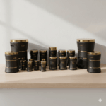 سرویس اشپزخانه 18 کمر باریک خطی مشکی مات طلایی یونیک کد 4697