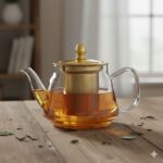 قوری پیرکس درب استیل طلایی1000MLیونیک کدUN-7925