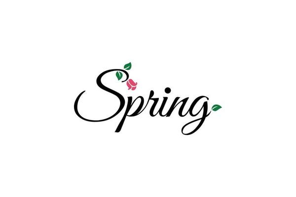 prinspring logo with a combination of spring lettering plant and flower vector