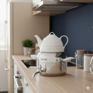 کتری و قوری استیل دسته باکالیت 3لیتر نیوهومNH09-4041 2 3 4