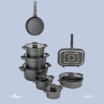 سرویس قابلمه یونیک مدل دیاموند 15 پارچه طوسی کد UN-8522 - Image 2