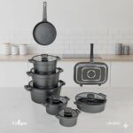 سرویس قابلمه یونیک مدل دیاموند 15 پارچه طوسی کد UN-8522