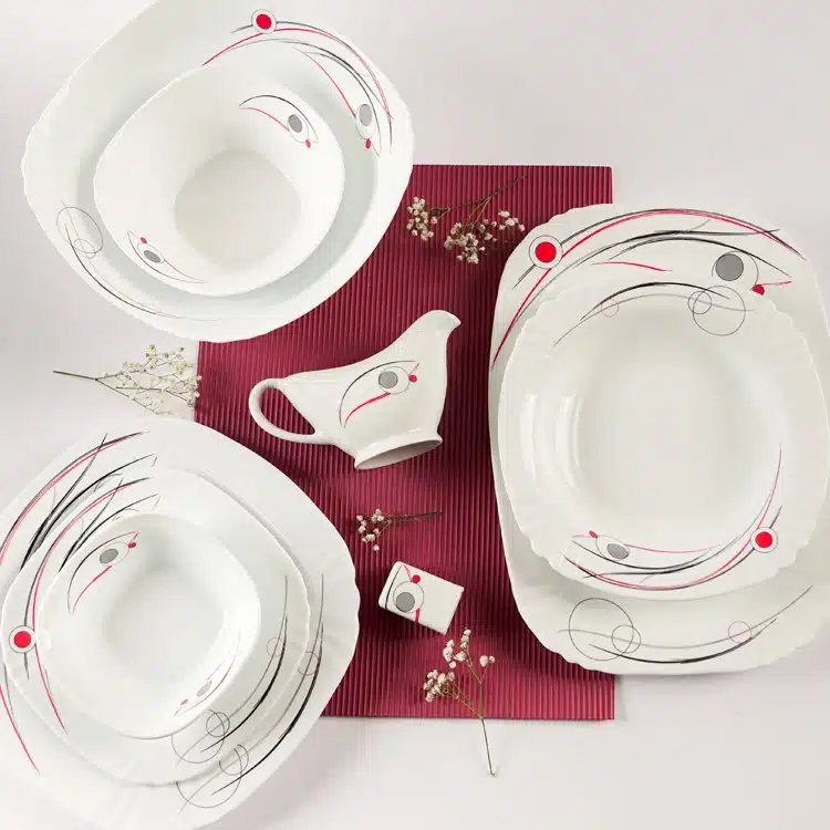 40-1 (1) سرویس غذا خوری 40 پارچه اوپال هومیت طرح ملینا قرمز مربع - Image 1