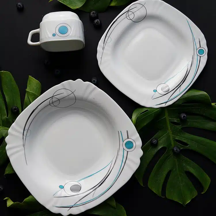 40-1 سرویس غذا خوری 40 پارچه اوپال هومیت طرح ملینا آبی مربع - Image 1