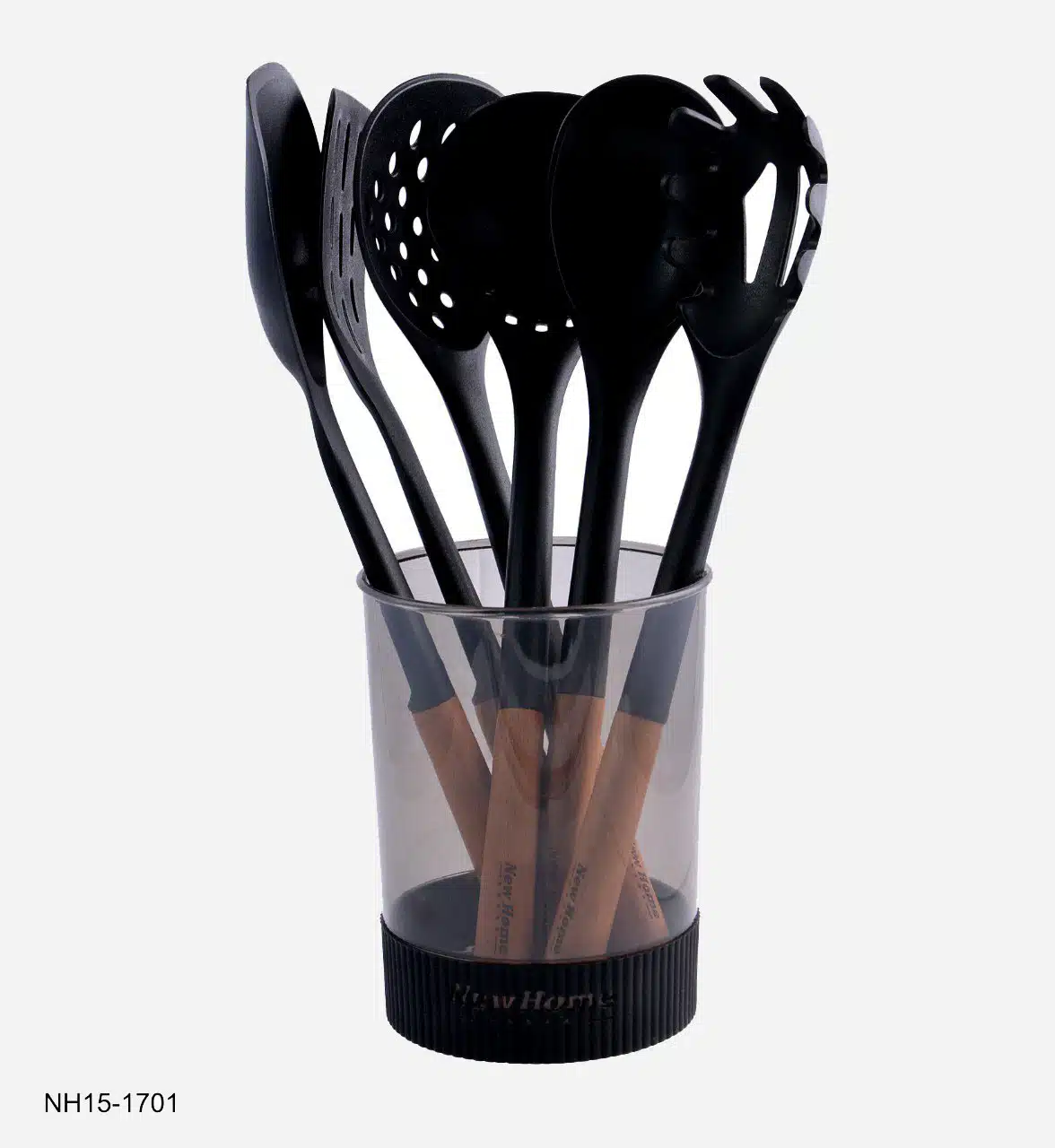 photo_2024-12-08_17-51-43 ست 7 پارچه کفگیر و ملاقه تفلن دسته چوبی نیوهوم NH15-1701 - Image 1