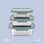 ظرف نگهدارنده غذا استیل 3 تکه یونیک درب شفاف 1409 - Image 4