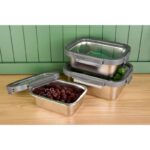 ظرف نگهدارنده غذا استیل 3 تکه یونیک درب شفاف 1409 - Image 3