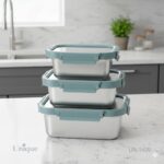 ظرف نگهدارنده غذا استیل 3 تکه یونیک درب شفاف 1409