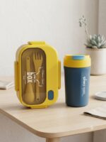 ست ظرف غذا و قمقمه رنگی کودک مدل Lunch box - Image 3